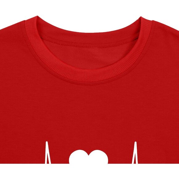 🆕Women Red Cotton Blend Valentine's Day Sweatshirt Love Heart Funny Teen Shirt - Picture 5 of 6